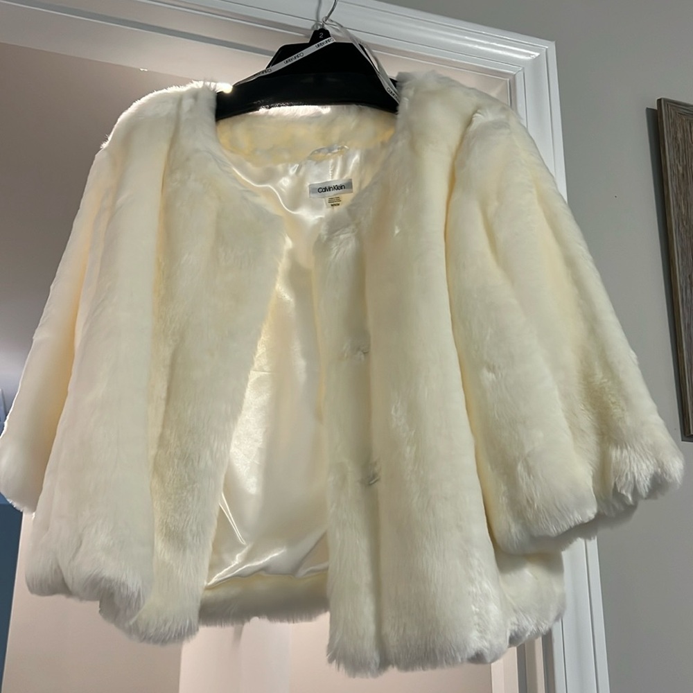 Calvin Klein evening faux fur jacket